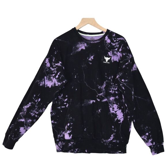 Under Armour Project Rock Rival Fleece Disrupt Printed Crew Sweatshirt Men M - Picture 1 of 8